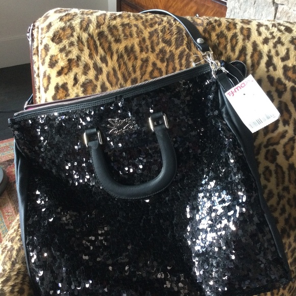 Large Black Sequin Tote  ( Secret Pom Pom) by Victoria Secret - Picture 1 of 10
